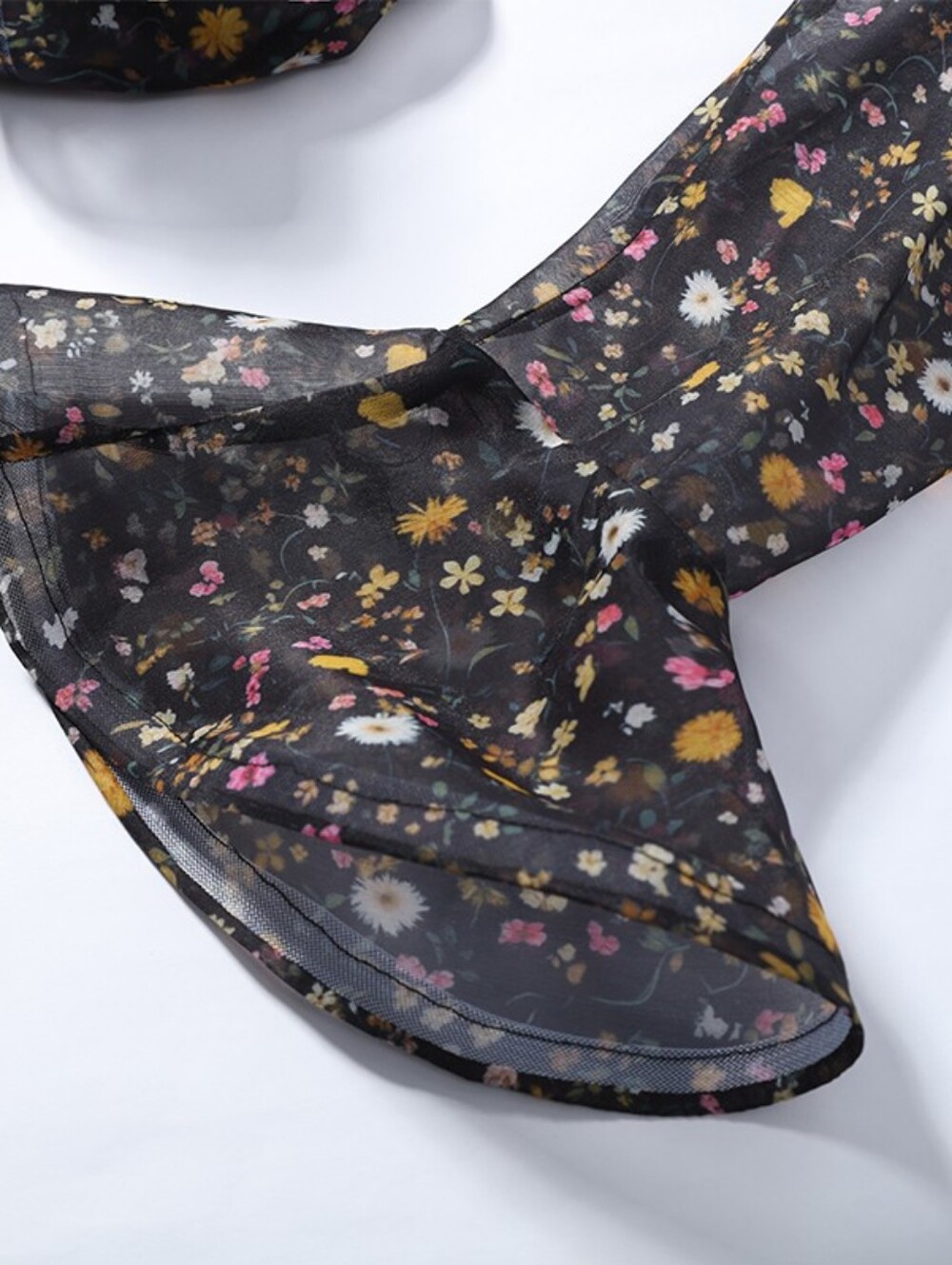 Casual Printed Long Bow Dress Women Chic V-Neck Short Puff Sleeve Waist-Closed - Picture 11 of 13